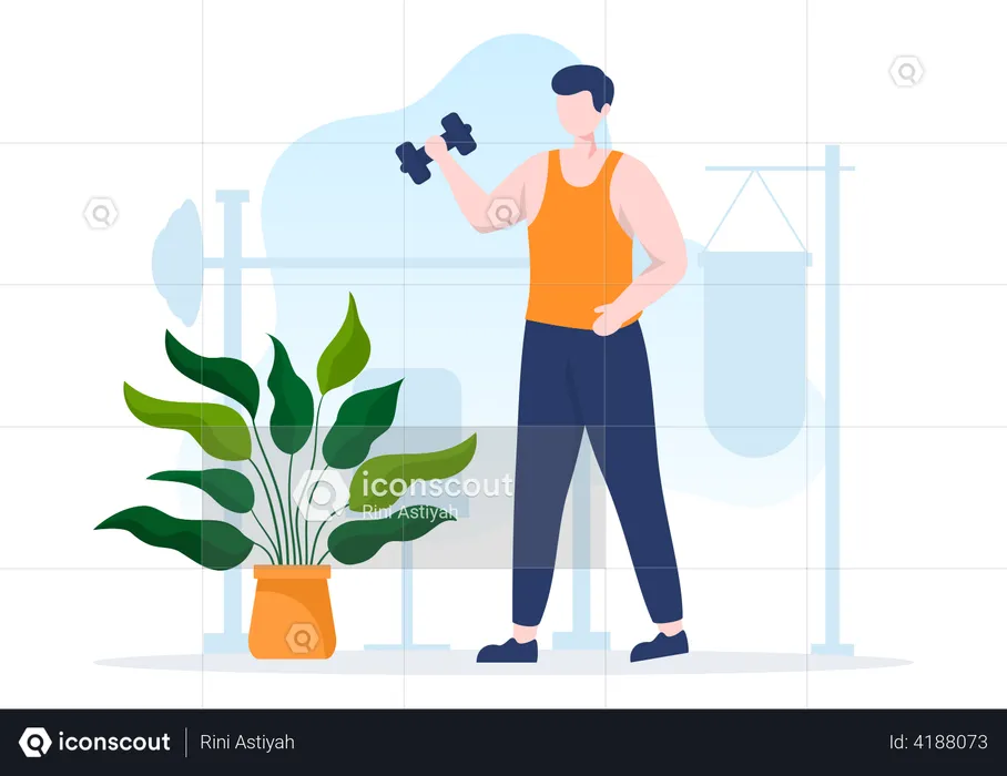 Man lifting dumbbell  Illustration