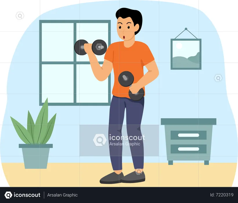 Man lifting dumbbell  Illustration