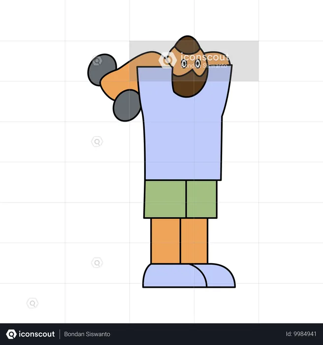 Man lifting dumbbells at gym  Illustration