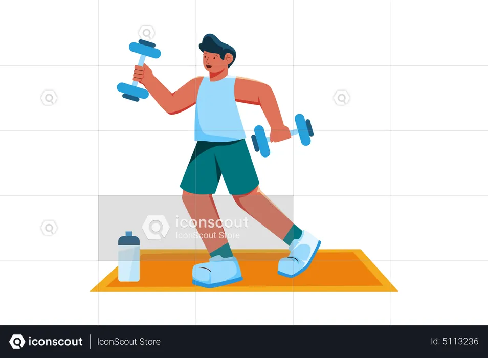 Man lifting dumbbells for gains  Illustration
