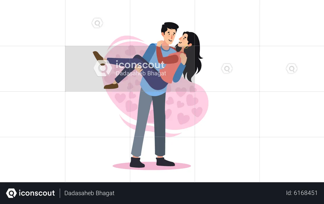 Man lifting girl  Illustration