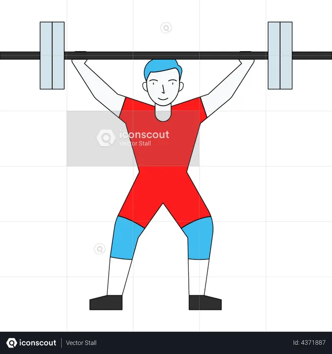 Man lifting weight barbell  Illustration