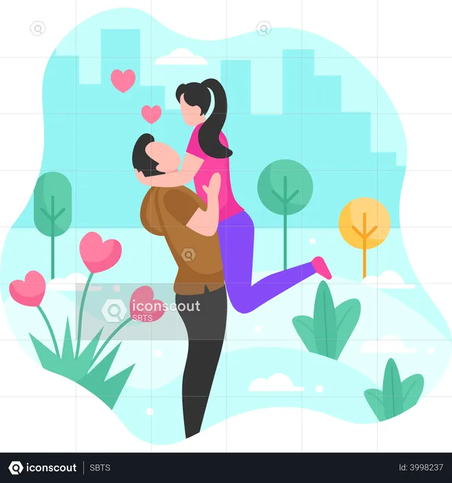 Man lifting woman and feeling love  Illustration