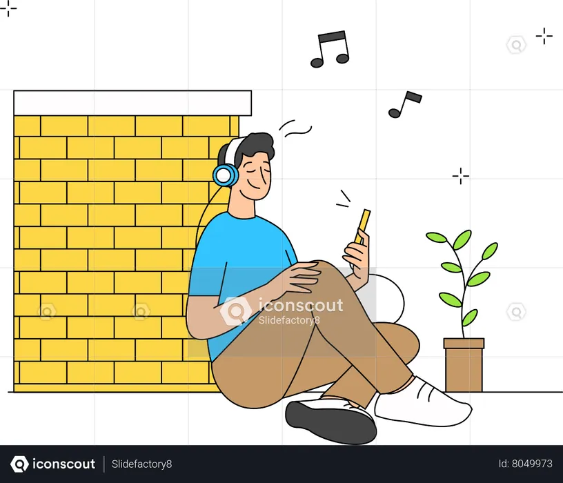 Man listening music  Illustration