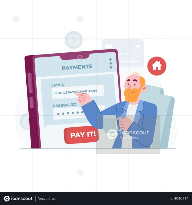 Man login into banking app  Illustration