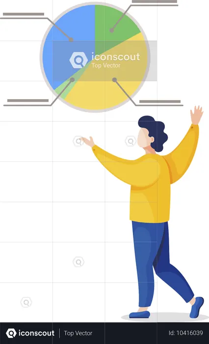 Man Look at Data Diagram with Segments  Illustration
