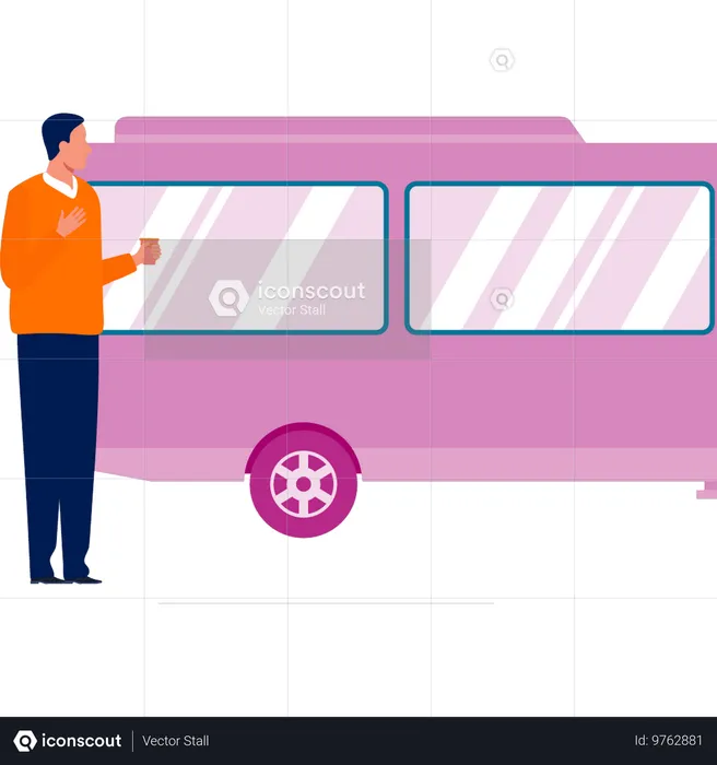 Man looking at bus  Illustration