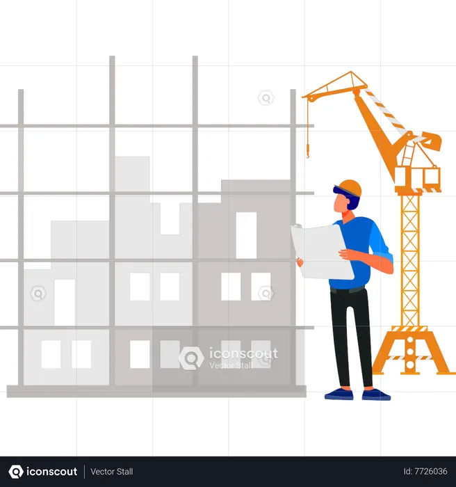 Man looking at construction site  Illustration