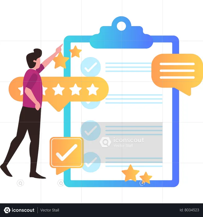 Man looking at feedback  Illustration