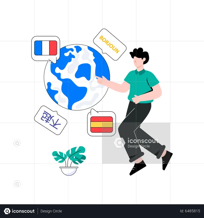 Man looking at foreign languages  Illustration