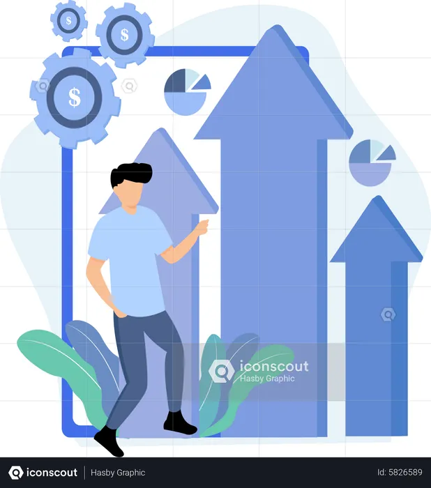 Man looking at growth chart  Illustration