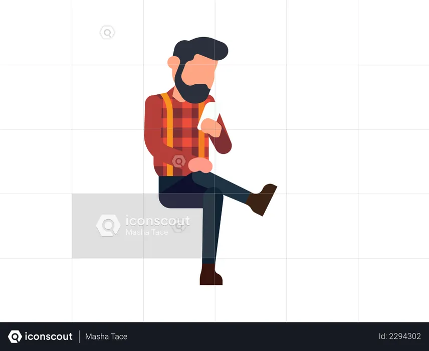 Man looking at his mobile  Illustration