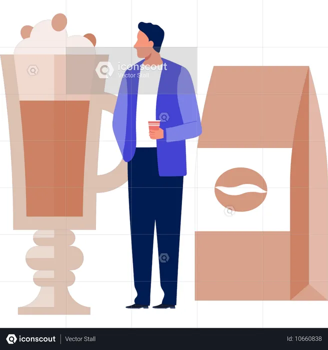 Man looking at ice cream jar  Illustration