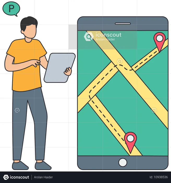 Man looking at live location  Illustration