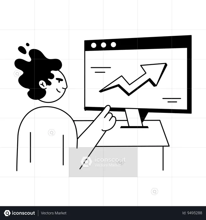 Man looking at Market Growth  Illustration