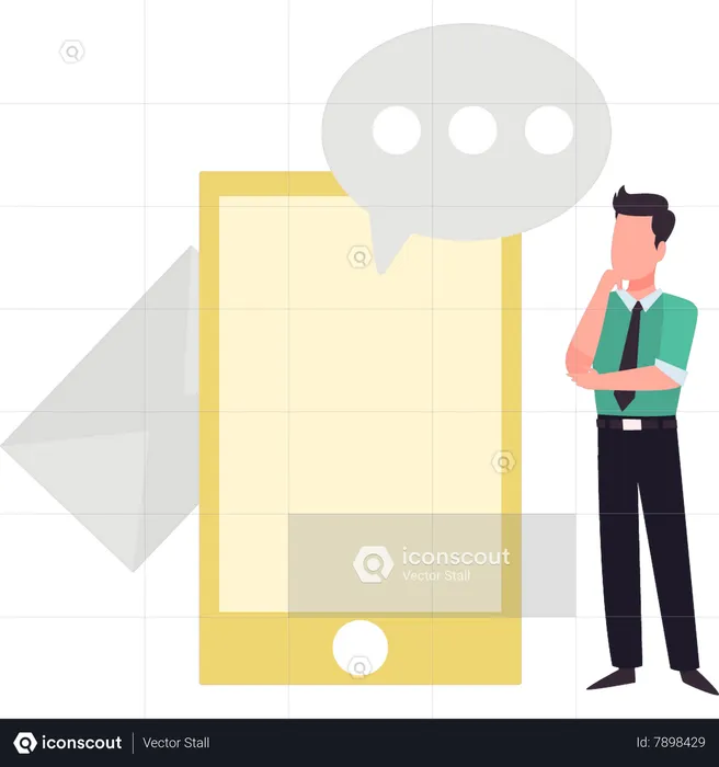 Man looking at message on mobile  Illustration