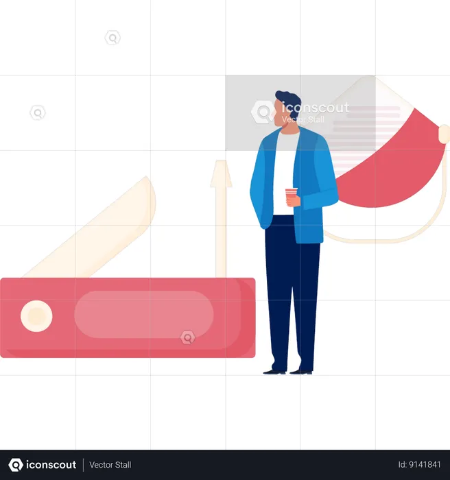 Man Looking At Nail Cutter  Illustration