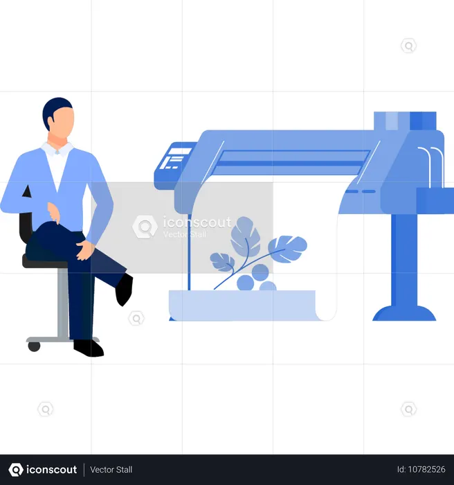 인쇄 디자인을 보는 남자  일러스트레이션