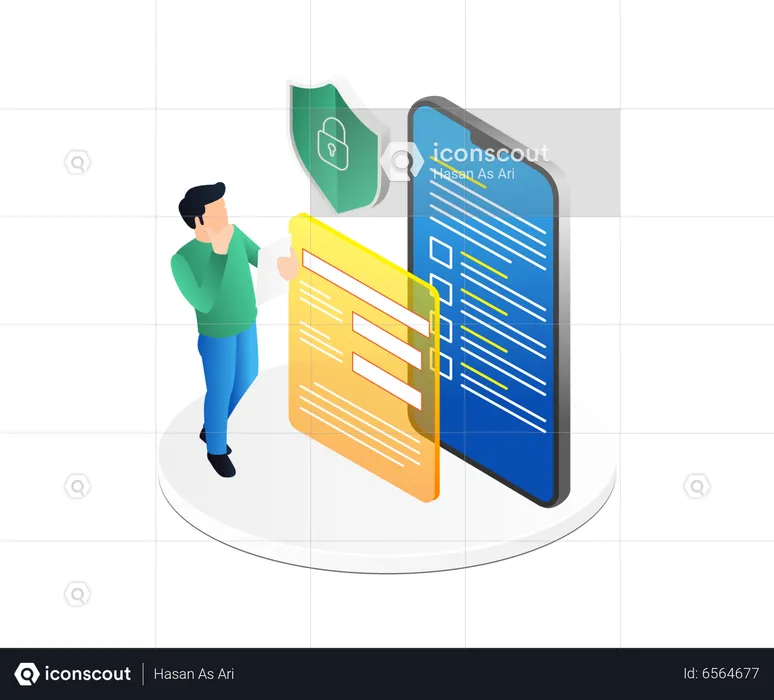 Man Looking At Security Registration Data Filling Form  Illustration