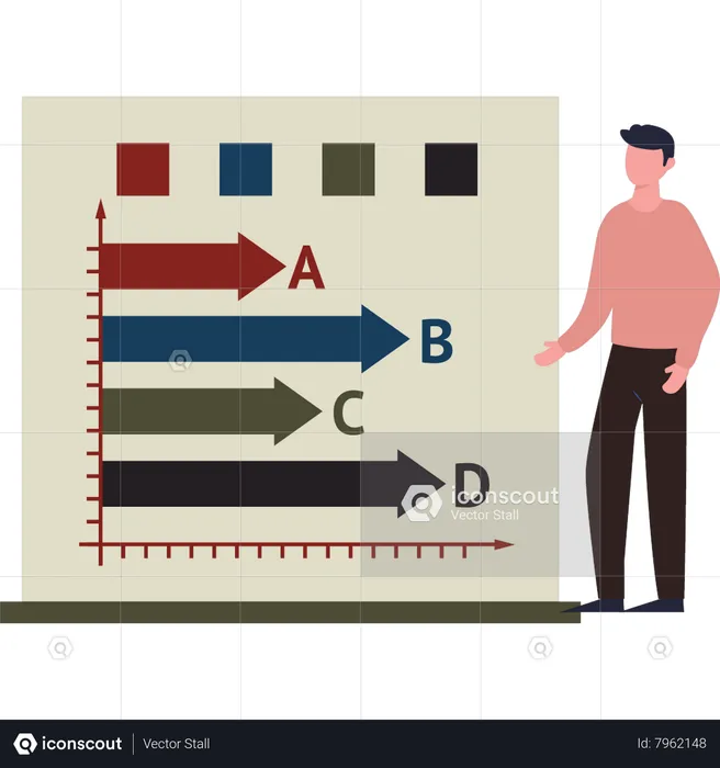 Man looking at  survey  Illustration