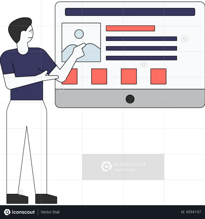 Man looking at web layout  Illustration
