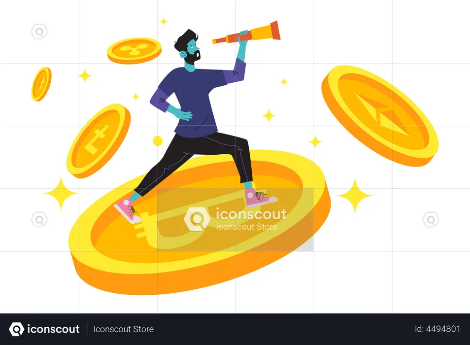 Man looking for bitcoin investor  Illustration
