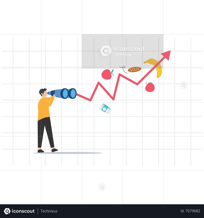 Man looking for food price inflation  Illustration