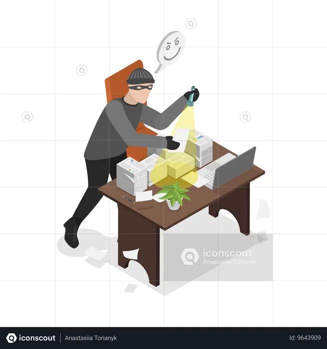 Man Looking for Private Information  Illustration