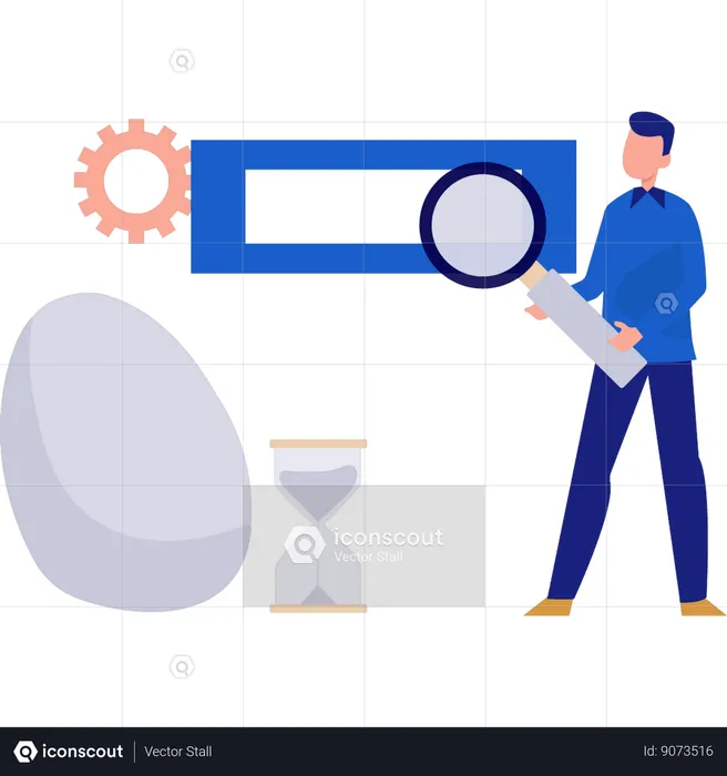 Man Looking For Timing Of Job  Illustration