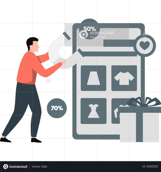 Man looking on clothes online  Illustration