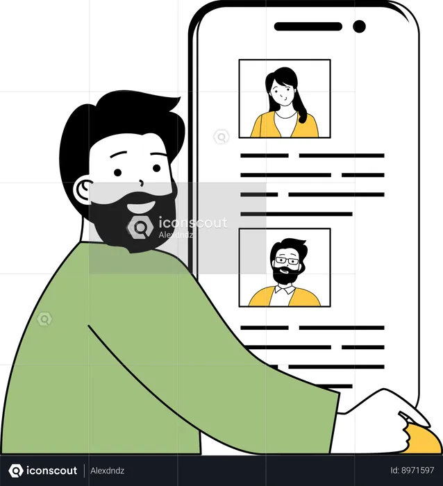 Man looking online employee profile  Illustration