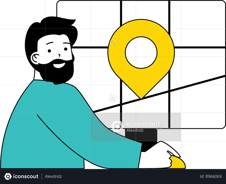 Man looking online location  Illustration