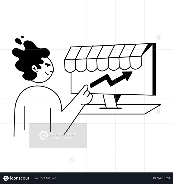 Man looking Online Stock  Illustration