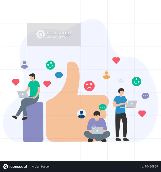 Man looking Social media feedback  Illustration