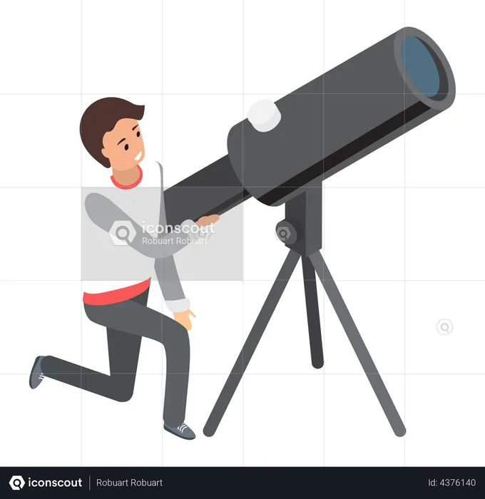 Man looking through telescope  Illustration