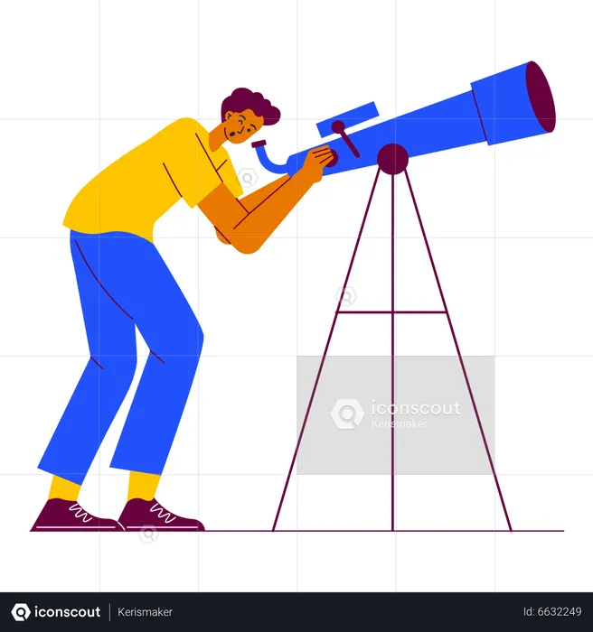 Man Looking through telescope  Illustration