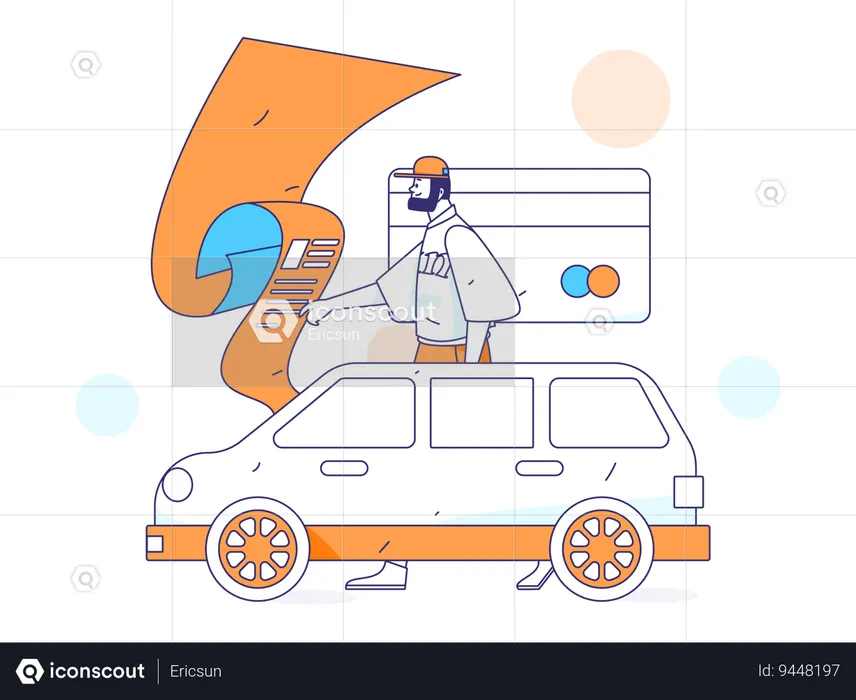 Man looks up for car papers  Illustration