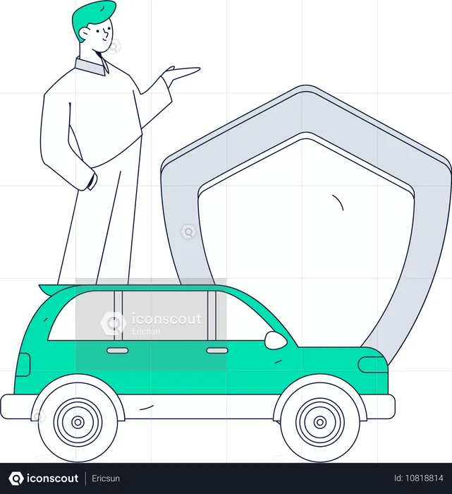 Man looks up for car papers  Illustration