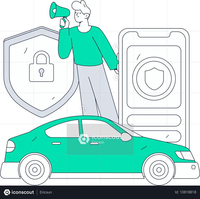 Man looks up for car papers  Illustration