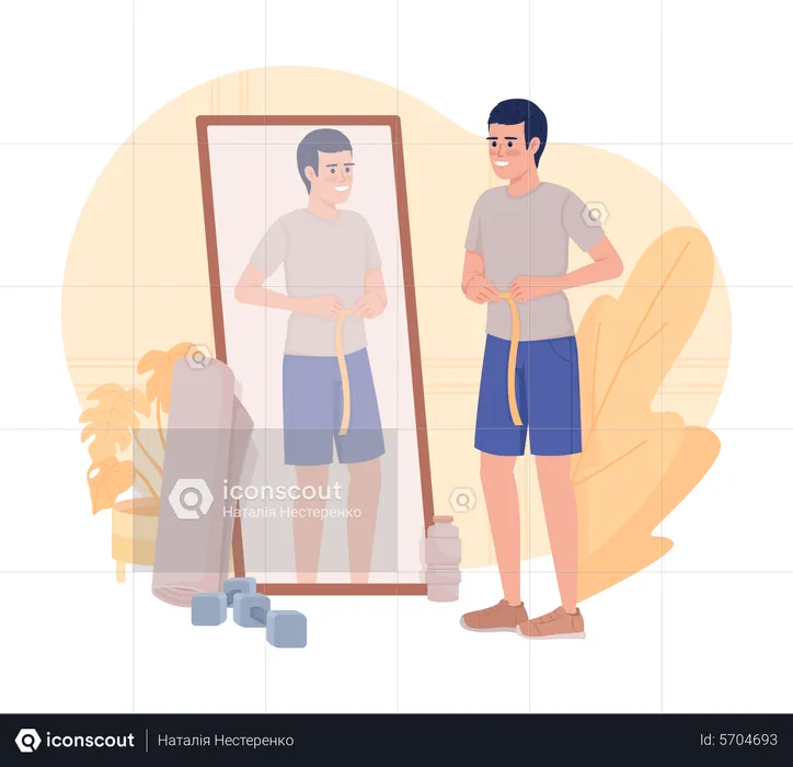 Man losing weight  Illustration