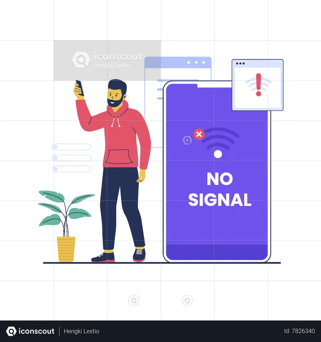 Man lost wireless connection technology  Illustration