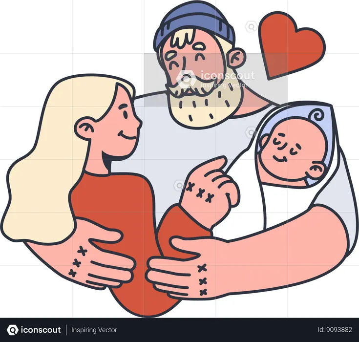 Man loving hid family  Illustration