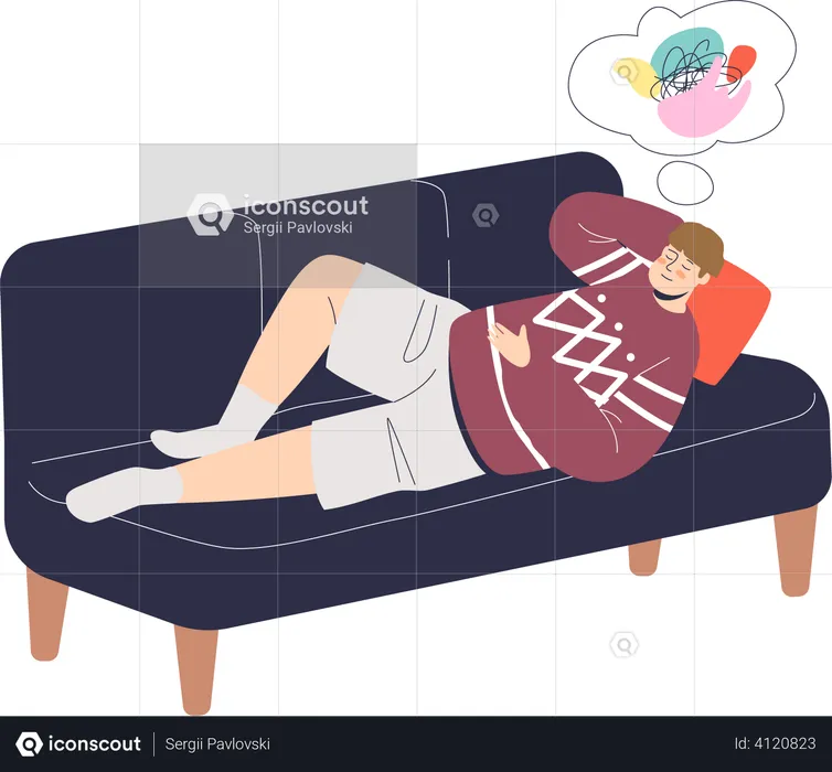 Man lying on couch  Illustration