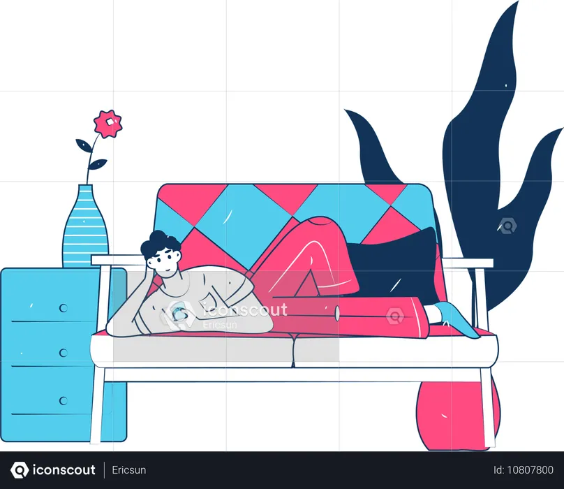 Man lying on sofa  Illustration