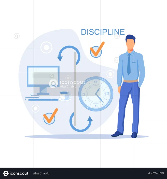 Man maintaining discipline work life  Illustration