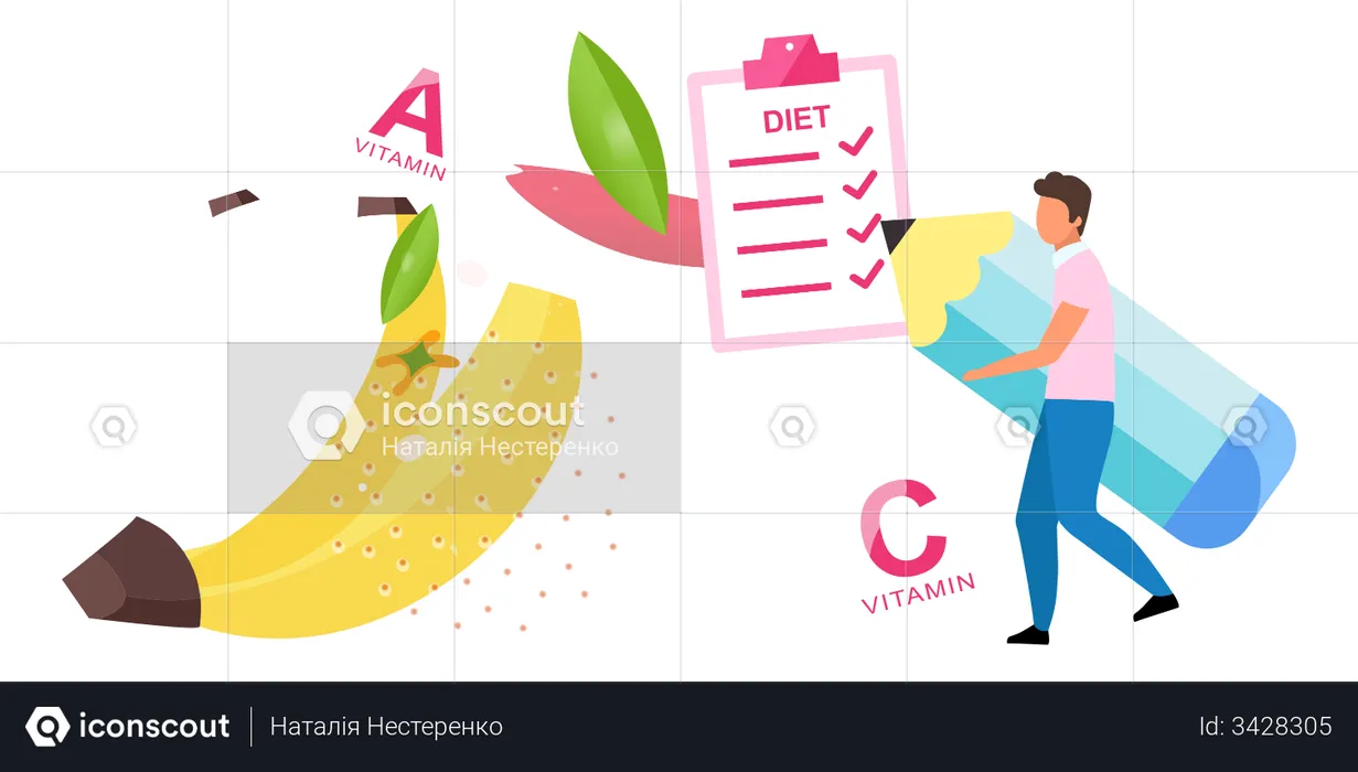 Man Make Meal According Diet Plan  Illustration