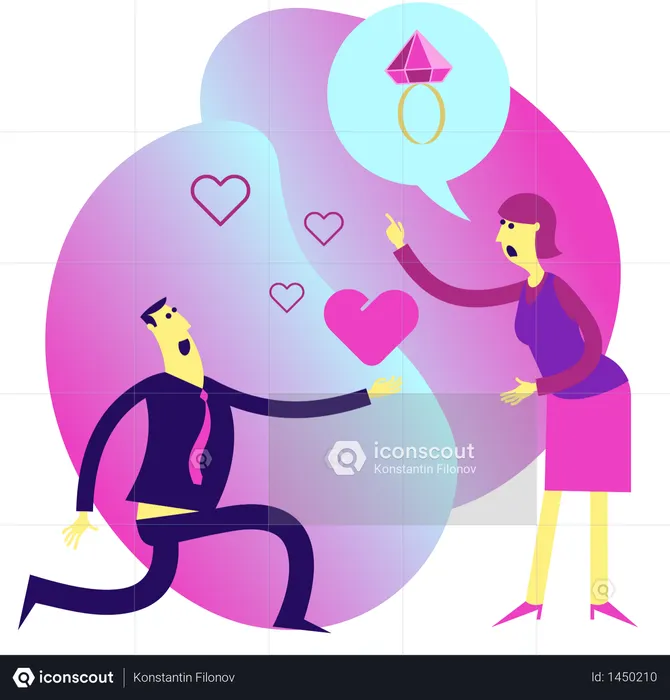 Man Makes a Marriage Proposal to a Woman  Illustration