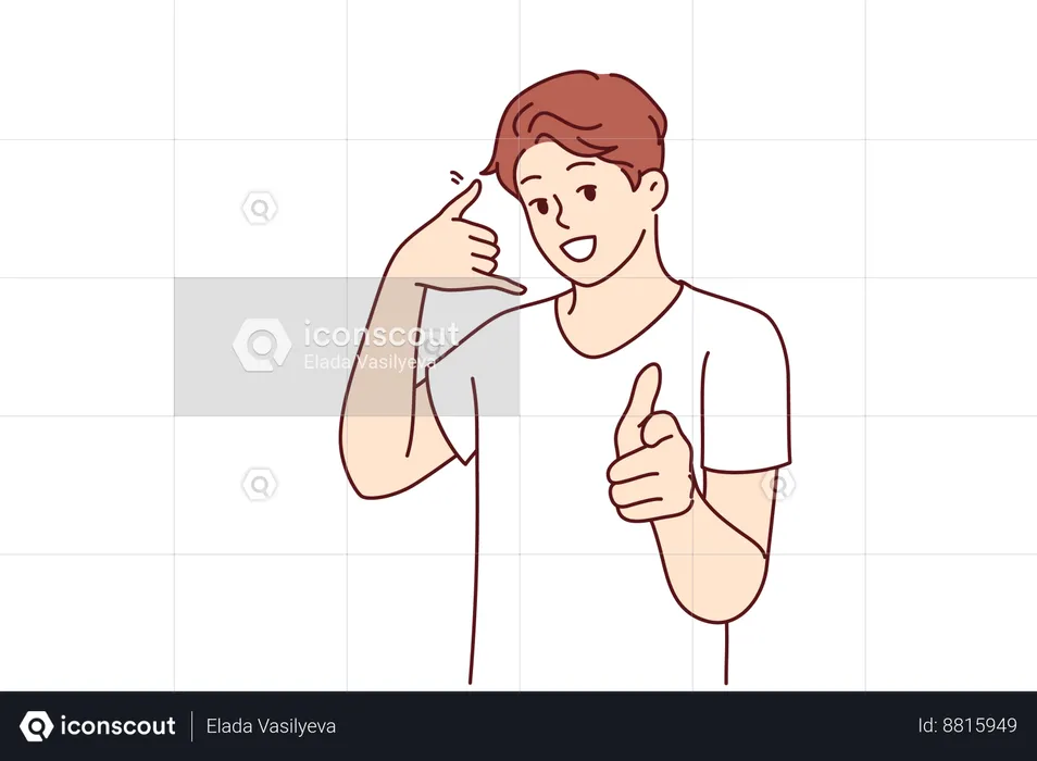 Man makes calling gesture  Illustration