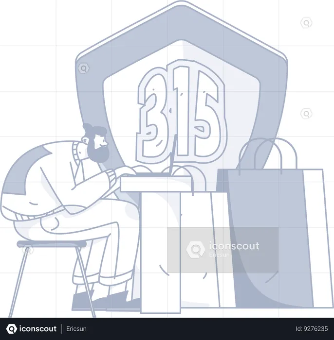 Man makes online payment  Illustration