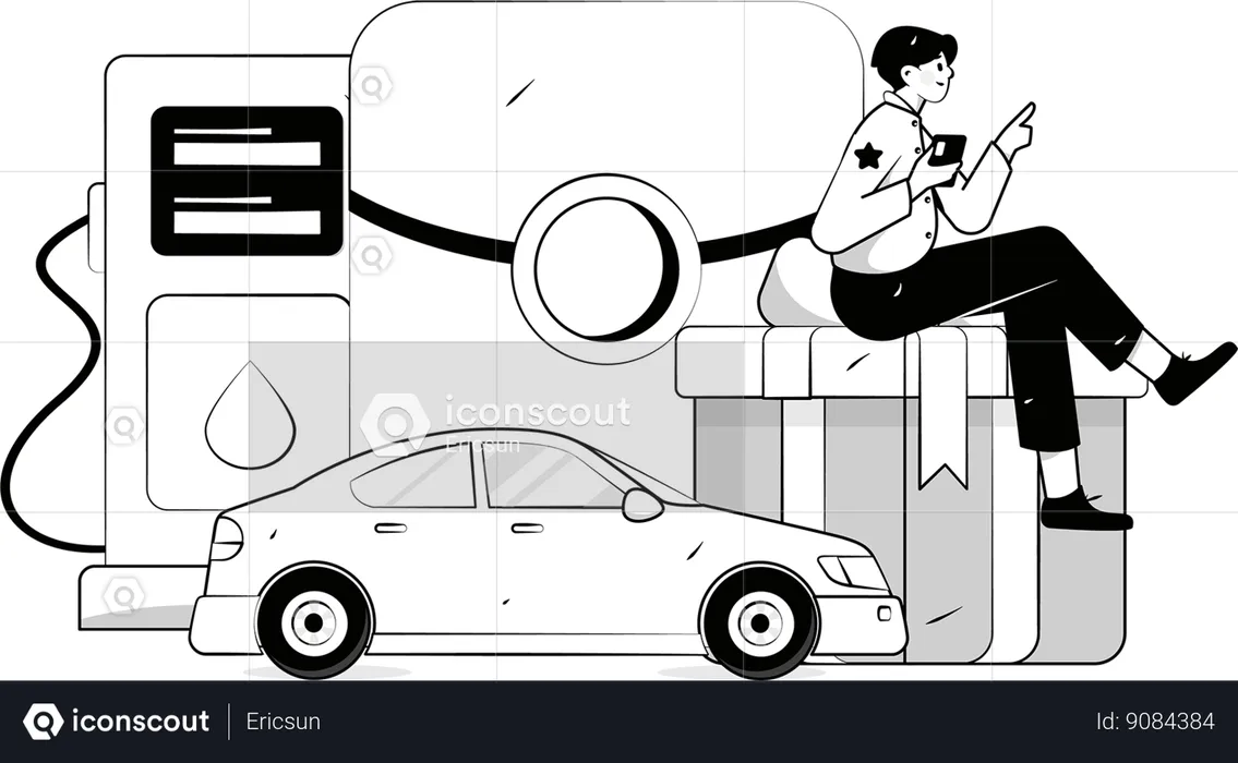 Man makes petrol payment  Illustration